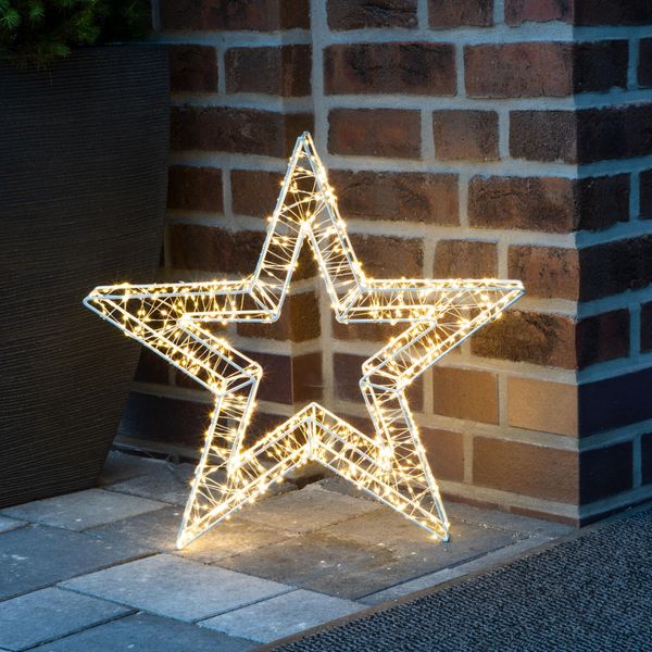 Stella Di Natale In Metallo 52 Cm Illuminata - 800 Led - Decorazione Da Giardino Stella Illuminata In Bianco Per Esterni-image