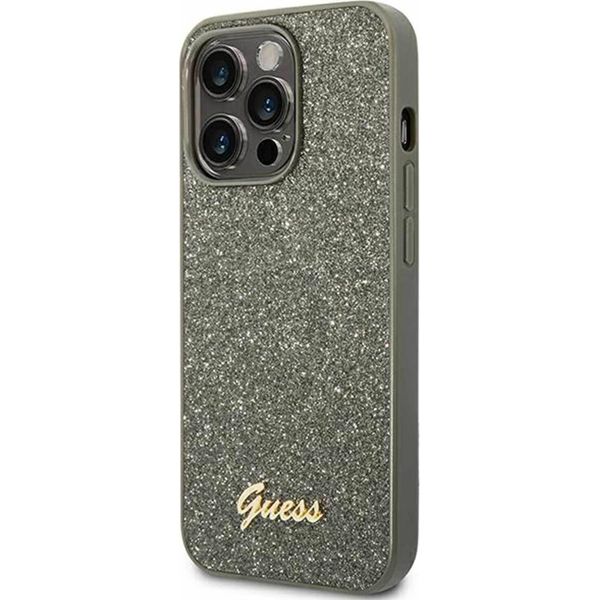 Guess Guhcp14Lhggshn Custodia Rigida Iphone 14 Pro6,1 Zielony/Verde Glitter Script-image