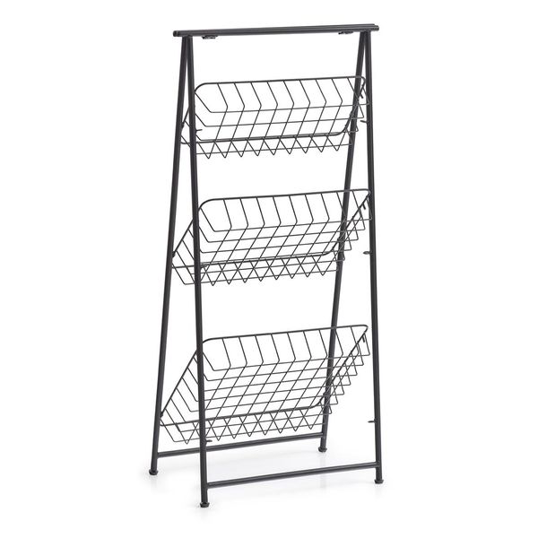 Scaffale In Piedi Zeller, 3 Strati, Metallo, Nero, 43 X 30 X 90 Cm-image