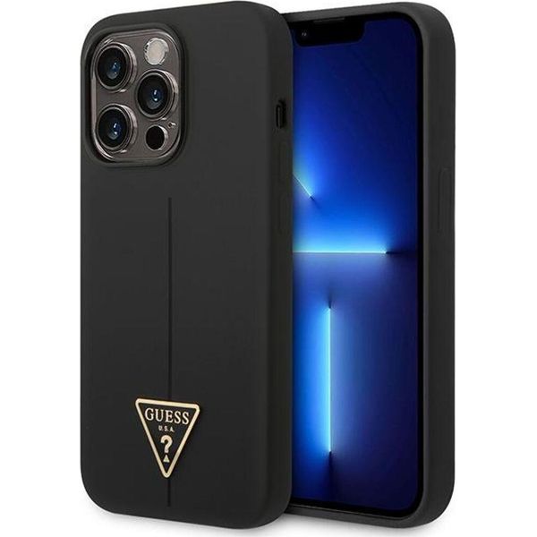 Guess Guhcp14Lsltgk Iphone 14 Pro6,1 Czarny/Nero Custodia Rigida In Silicone Triangolo-image