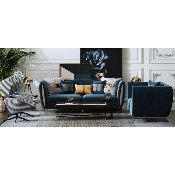 Set Di Divani 3+1 Posti Design Divani Imbottiti Divani Tessili Relax Lusso Nuovo-image