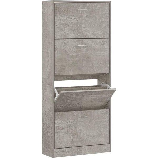 Vidaxl Scarpiera Grigio Cemento 63X24X147 Cm Materiale A Base Di Legno-image