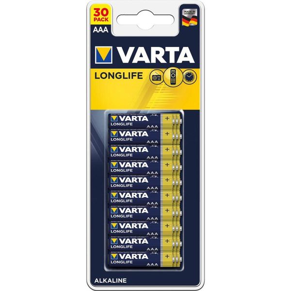 Batteria Alcalina Aaa Varta Longlife LR3, Pacco Da 30-image