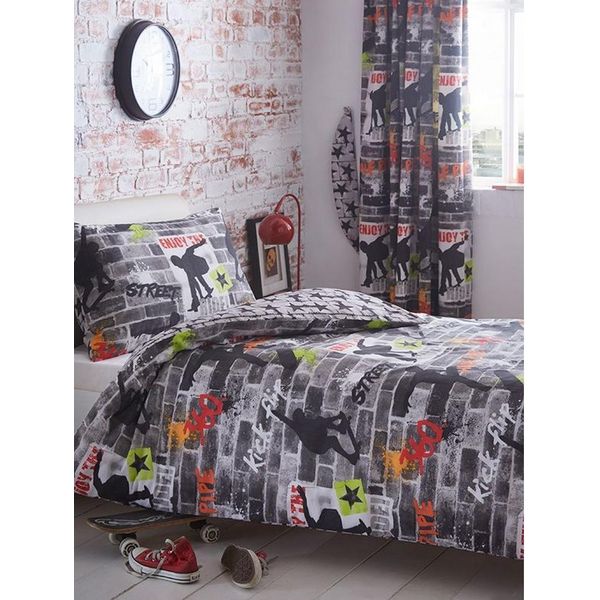 Set Di Biancheria Da Letto "Tricks"", Skateboard AG2140 (Letto Singolo) (Grigio/Nero)"-image