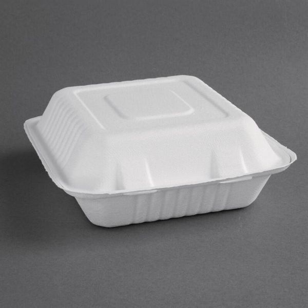 Fiesta Scatole Per Menu In Bagassa Compostabili Con Coperchio A Cerniera 22,3 Cm (200 Pezzi)-image