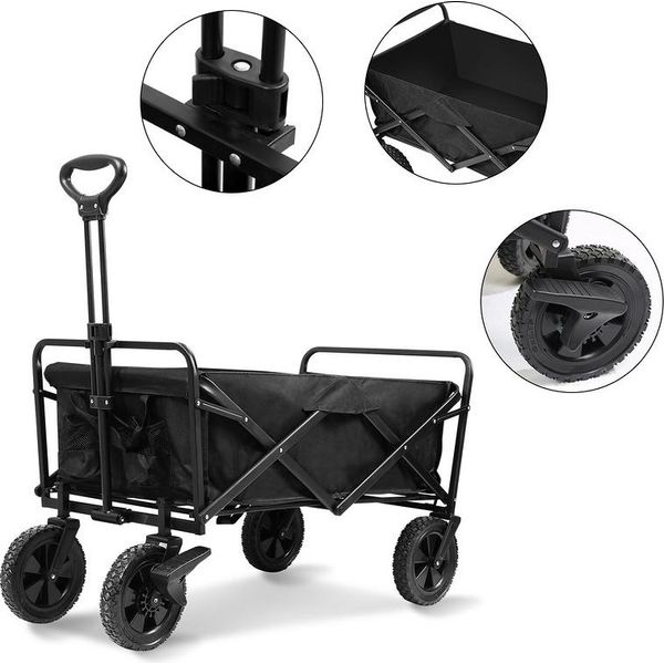 Carrello Da Trasporto Jopassy Carrello A Mano Carrello Da Giardino Carrello Porta Attrezzi Carrello A Mano Nero-image
