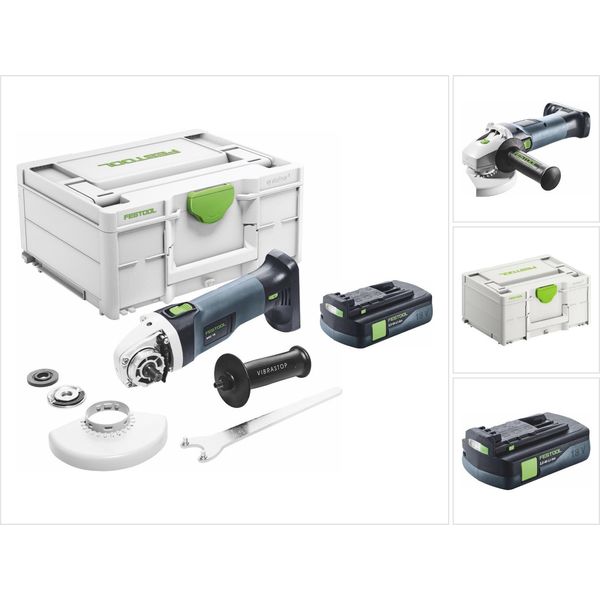 Smerigliatrice Angolare A Batteria Festool Agc 18-125 Eb-Basic 18 V 125 Mm Brushless + 1X Batteria 3,0 Ah + Systainer - Senza Caricabatterie-image