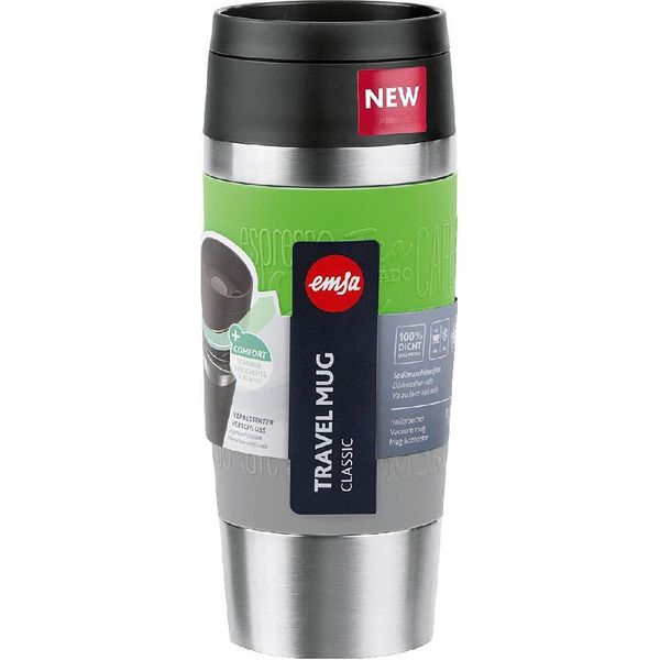 Emsa Isolierbecher Travel Mug Classic, To-Go-Becher, Edelstahl, Limette, 360 Ml, N20207-image