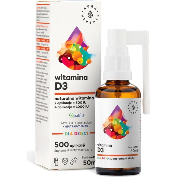 Integratori Alimentari Aura Herbals Witamina D3 Dla Dzieci Mct Aerozol (50 Ml) 6363-image
