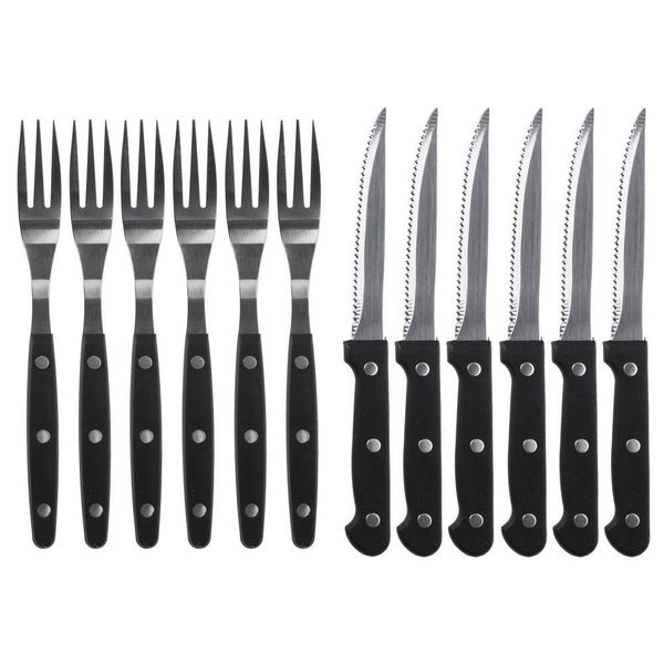 Set Di Posate Per Bistecche Pizza Bistecca Posate Pizza Coltelli Forchette 12 Pz.-image