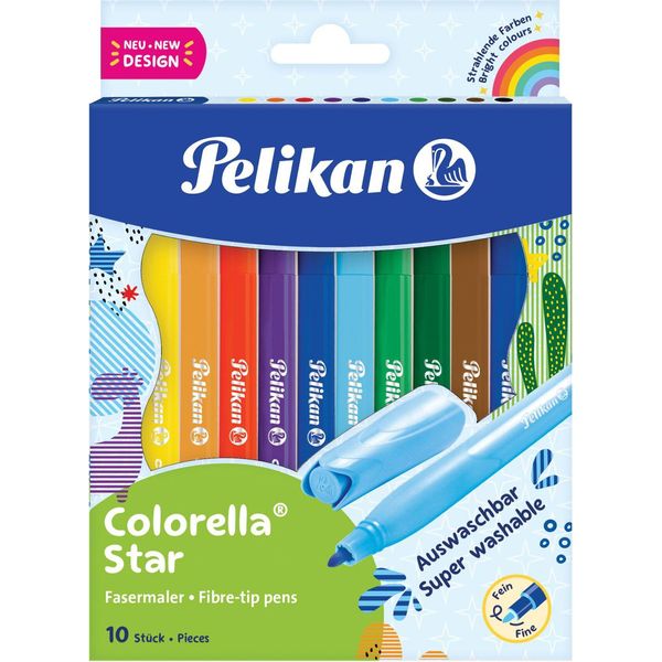Pelikan 822299 Pelikan Colorella Star C302 Penna A Punta Di Feltro Colori Assortiti, 10 Pz.-image