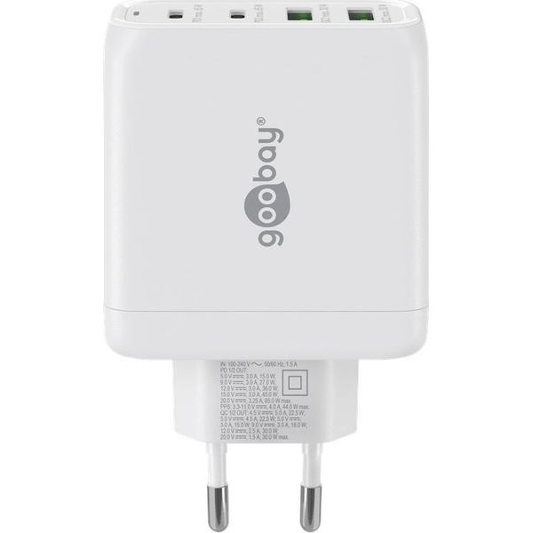 Goobay 64818 Caricabatterie Per Dispositivi Mobili Cuffie, Laptop, Smartphone Bianco Ac Ricarica Rapida Interna-image