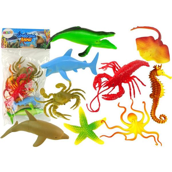 Set Di Figure Di Animali Marini Dell'oceano 9 Pezzi.-image