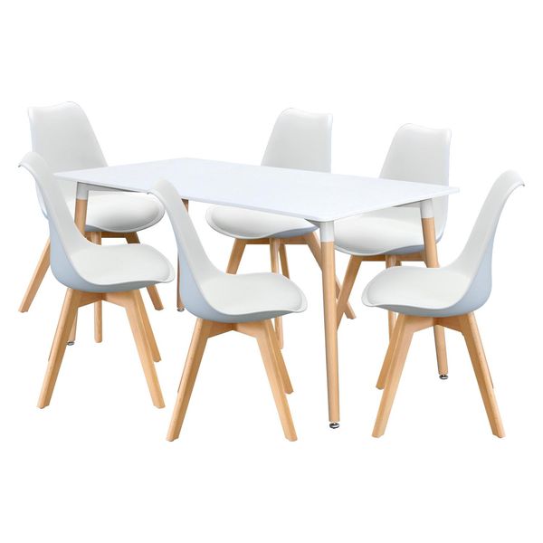 Tavolo Da Pranzo 160X90 Quatro Bianco + 6 Sedie Quatro Bianco-image