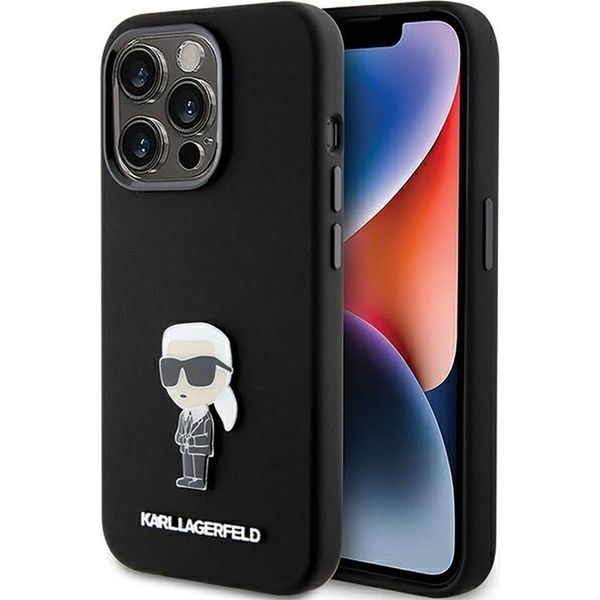 Karl Lagerfeld Klhcp15Xsmhknpk Iphone 15 Pro Max 6,7 Czarny/Nero Silicone Ikonik Metallo Pin-image
