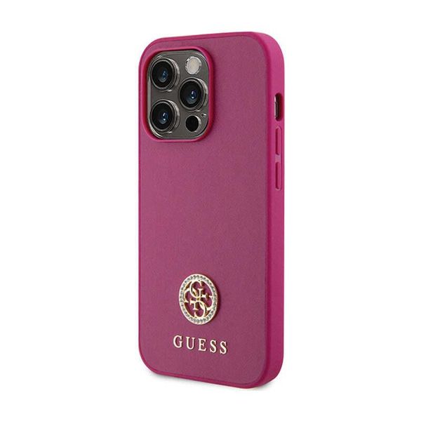 Guess Guhcp15Lps4Dgpp Custodia Rigida Per Iphone 15 Pro 6.1 RóżOwy/Pink Logo Strass Metal-image