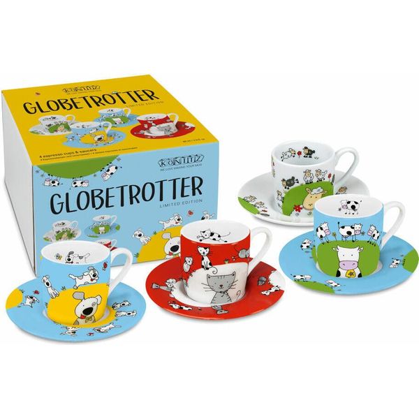 KöNitz Espressotassen 4Er Set Globetrotter, Becher, Porzellan, Bunt, 85 Ml, 11 5 053 2807-image
