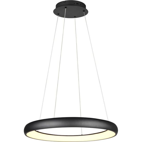 Lampada A Sospensione Moderna Per Soggiorno Nera Ring Ø75Cm Colore Variabile Led 59W Cardona Trio-image