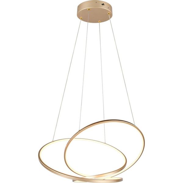 Lampada A Sospensione Moderna Dorata Rotonda Per Soggiorno, Colore Variabile Led 52W Darvin Trio-image