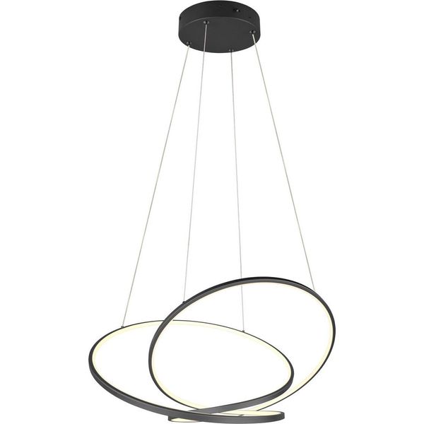Lampada A Sospensione Moderna Nera Opaca Per Soggiorno Sala Da Pranzo Colore Variabile Led 52W Darvin Trio-image