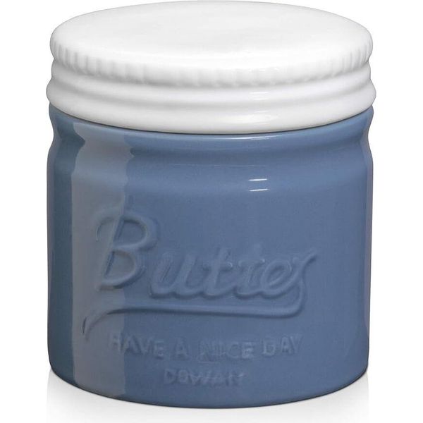 Burriera In Ceramica Dowan Con Coperchio, Mantiene Il Burro Fresco E Saporito, Design Francese, Lavabile In Lavastoviglie, Blu Chiaro-image