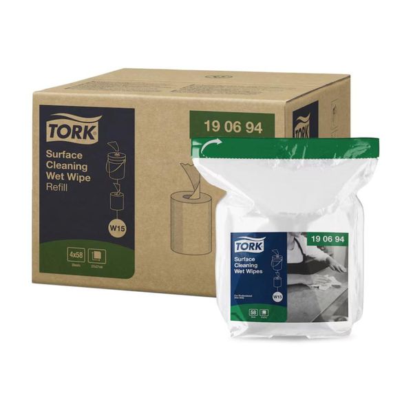 Tork 190694 Ricarica Per Panni Umidi Per La Pulizia Delle Superfici Premium W15 A 1 Velo | Scatola (4 Confezioni)-image