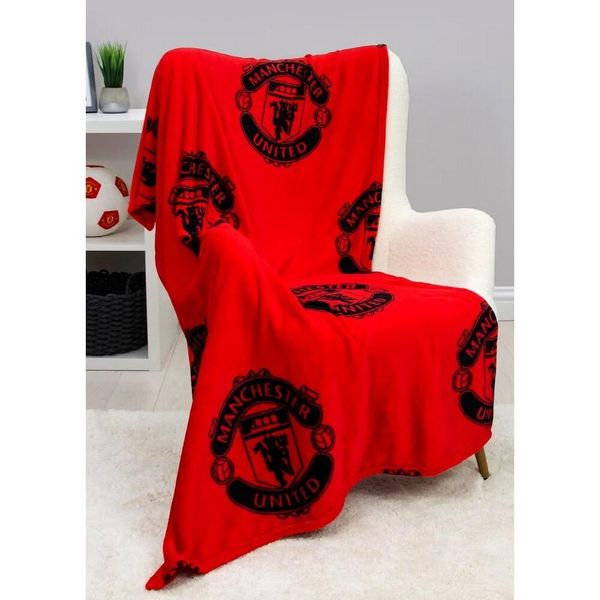 Manchester United Fc - Coperta "Classic Rotary"", Pile AG3601 (Taglia Unica) (Rosso/Nero)"-image