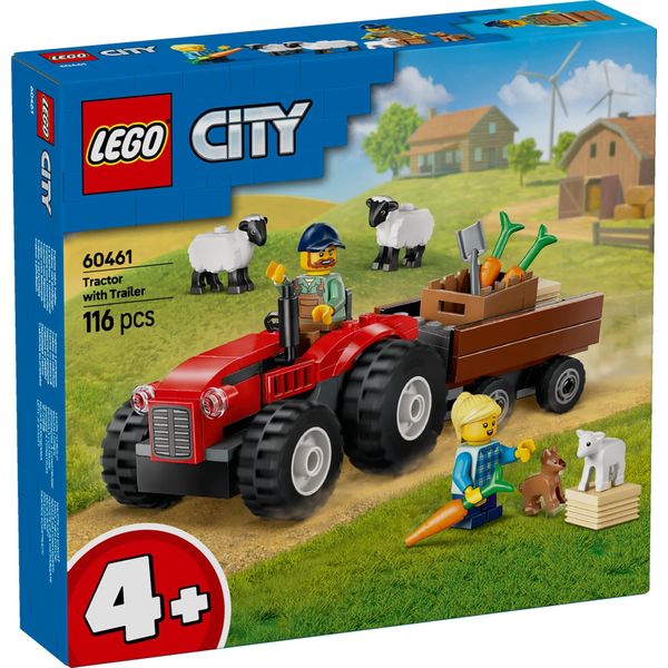 Lego City Trattore Con Rimorchio - Fattoria Giocattolo Con Trattore E Figure Di Animali - Playset Montessoriano Per Bambini E Bambine Dai 4 Anni In Su - Regalo Con 2 Minifigure 60461-image