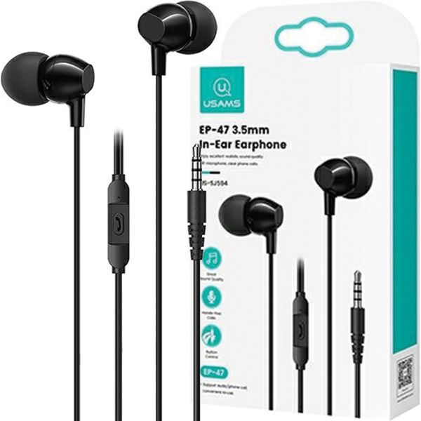 Usams Ep-47 Cuffie Stereo 3,5 Mm Nero/Nero 1,2 M Hsep4701 (Us-Sj594)-image