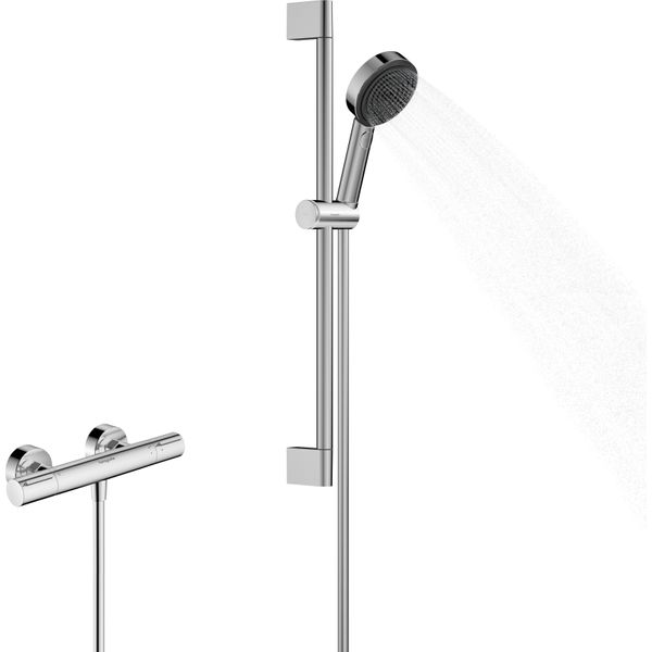Hansgrohe Pulsify Select S Set De Douche 105, 3Jet Relaxation, éLéMent Ecostat, Ecosmart, Barre De Douche 650Mm, 24272000, 24272000-image
