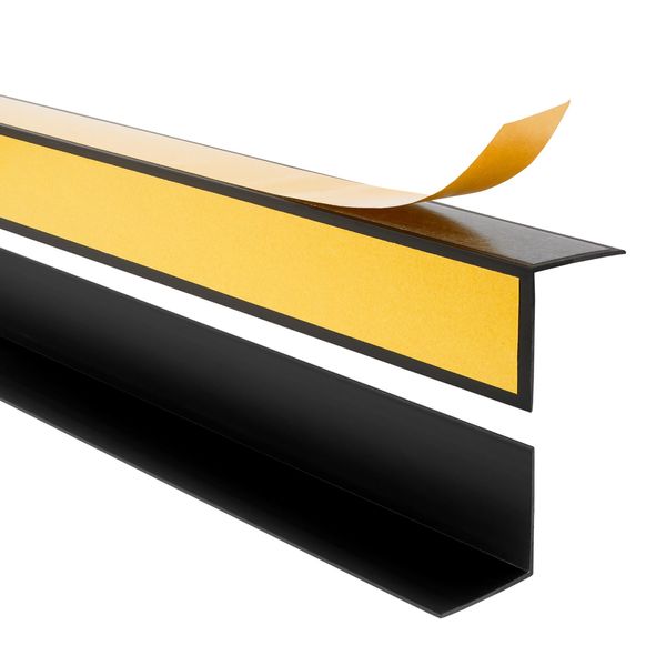 Quest Profilo Angolare Decorativo In Pvc 25X25 Mm, 2 M Incollato All'esterno, Protezione Dei Bordi, Nero-image