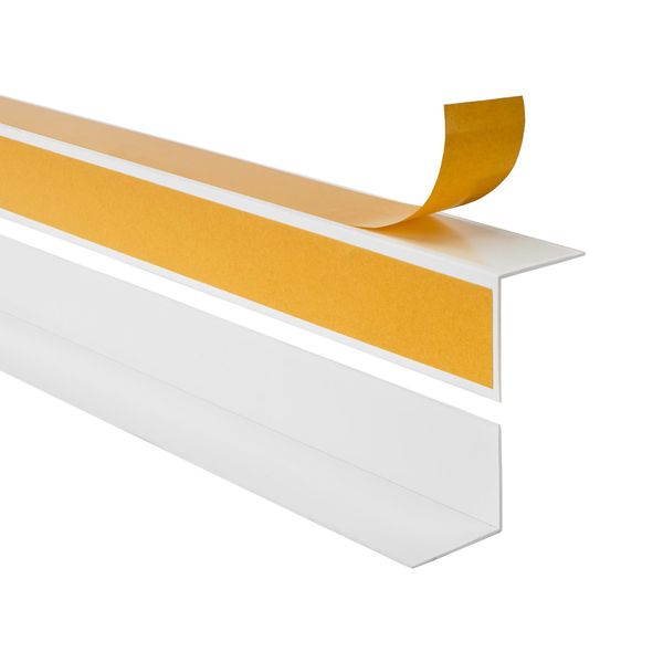 Quest Profilo Angolare Decorativo Rigido In Pvc 35X35 Mm, 1,5 M Incollato All'esterno, Protezione Dei Bordi, Bianco-image