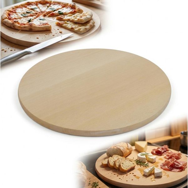 Tagliere Per Pizza In Legno Per La Cucina | Diametro 45 Cm | Legno Di Faggio-image