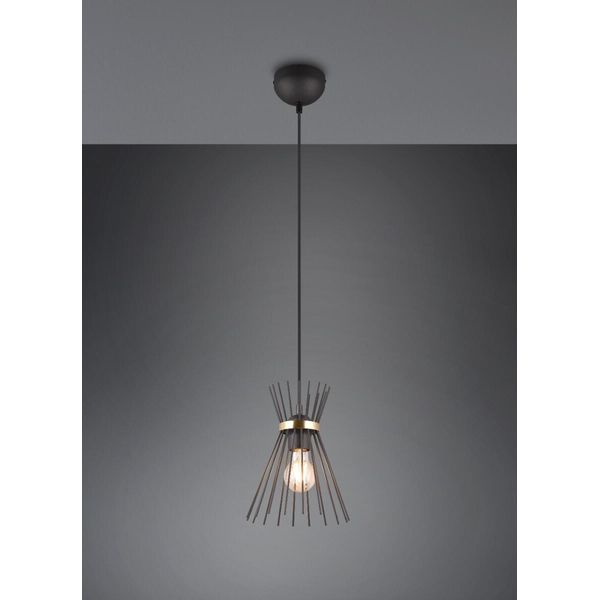 Lampada A Sospensione Di Design Nera Con Finiture Dorate Rod 1Xe27 40W Rl-image