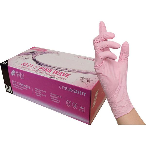 Nitras® 8321 Unisex Einmalhandschuhe Pink Wave Rosa GrößE M 100 St.-image