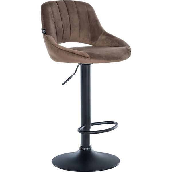 Sgabello Da Bar Clp Milet Rivestito In Velluto, Regolabile In Altezza, Girevole Con Schienale, Marrone Nero-image