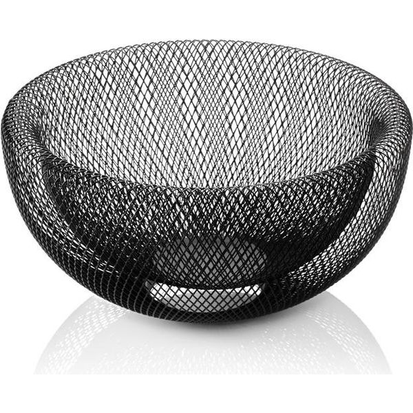 Cestino Da Buffet Rotondo In Metallo Nero 24,5 X 24,5 X 11 Cm-image