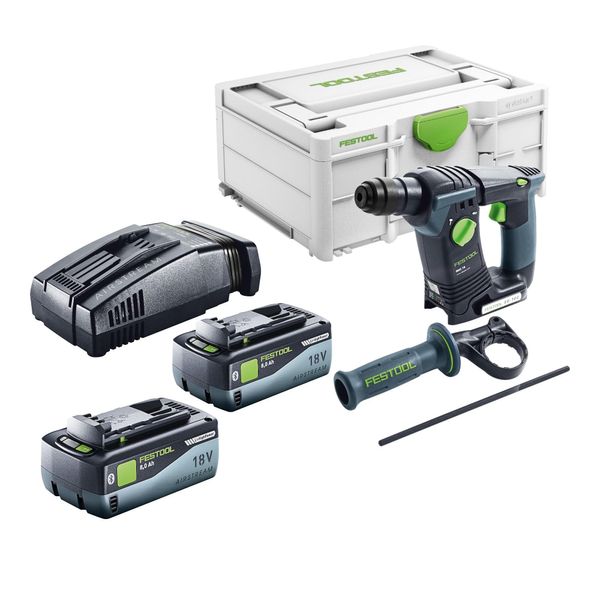 Trapano A Percussione A Batteria Festool Bhc 18 Basic 18 V 1,8 J Sds Plus Brushless + 2X Batteria 8,0 Ah + Caricatore Rapido + Systainer-image