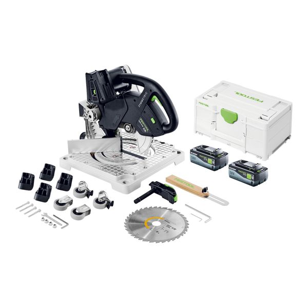 Festool Symc 70 Eb Basic Sega Per Modanatura A Batteria 36 V ( 2 X 18 V ) 216 Mm + 2X Batteria Ricaricabile 8,0 Ah + Systainer - Senza Caricabatterie-image