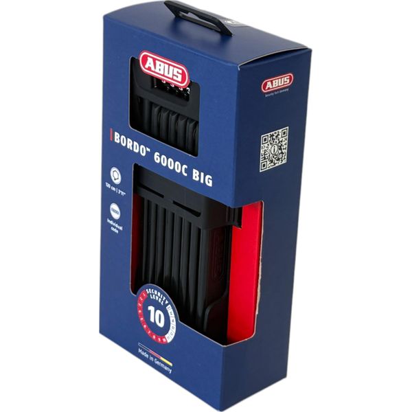 Lucchetto Pieghevole Abus Bordo 6000C/120 Con Porta Lucchetto Sh - Lucchetto A Combinazione In Acciaio Temprato - Lucchetto Per Bicicletta Con Codice A 4 Cifre - Livello Di Sicurezza Abus 10 - Accessori Per Biciclette - Lunghezza 120 Cm-image