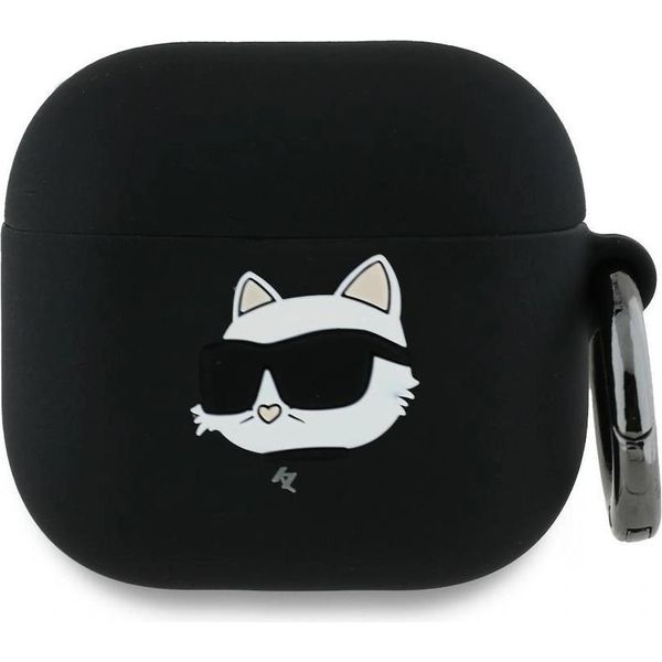 Karl Lagerfeld Kla4Runchk Airpods 4 Cover Nero/Nero Silicone Choupette Head 3D-image