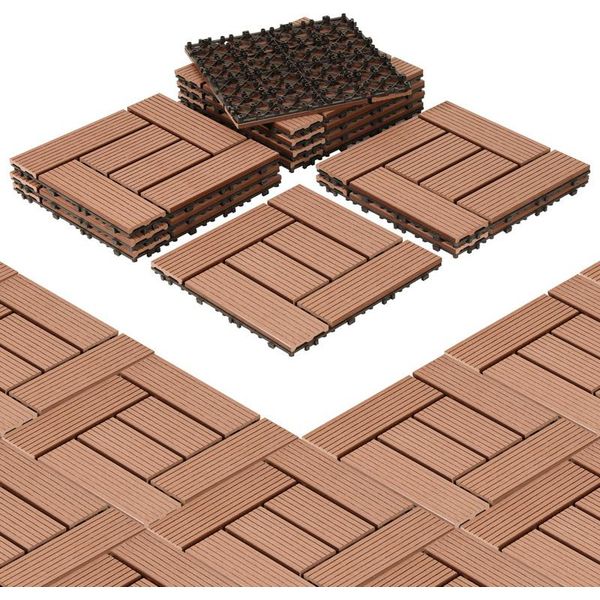 Set Di 22 Piastrelle Per Patio Tolletour Wpc 30X30Cm Set Di Piastrelle Con Sistema A Incastro-image