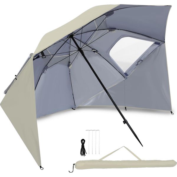 Ombrellone Da Spiaggia Jayseuw Ombrellone 210 Cm Protezione Uv 50+ Inclinabile Con Picchetto Borsa Per Il Trasporto Idrorepellente Ombrellone Da Spiaggia Ombrellone Da Giardino Ombrellone Da Balcone Beige-image