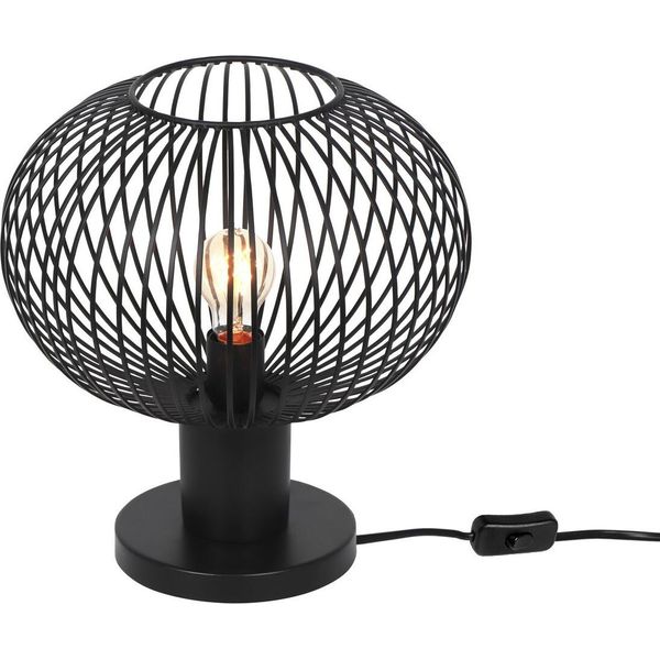 Lampada Da Tavolo Loft Nera A Sfera In Filo Metallico Ø33Cm 1Xe27 10W Gila Trio-image