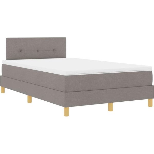 Vidaxl Led Letto A Molle Con Materasso Con Tessuto Led Taupe 120 X 200 Cm-image