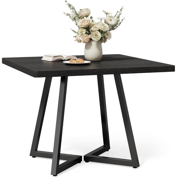 Tavolo Da Pranzo Tribesigns, Tavolo Da Pranzo Piccolo, Tavolo Da Cucina Tavolo Da Sala Da Pranzo 80X80X75 Cm, Per 4 Persone, Base In Metallo Stile Industriale, Nero-image