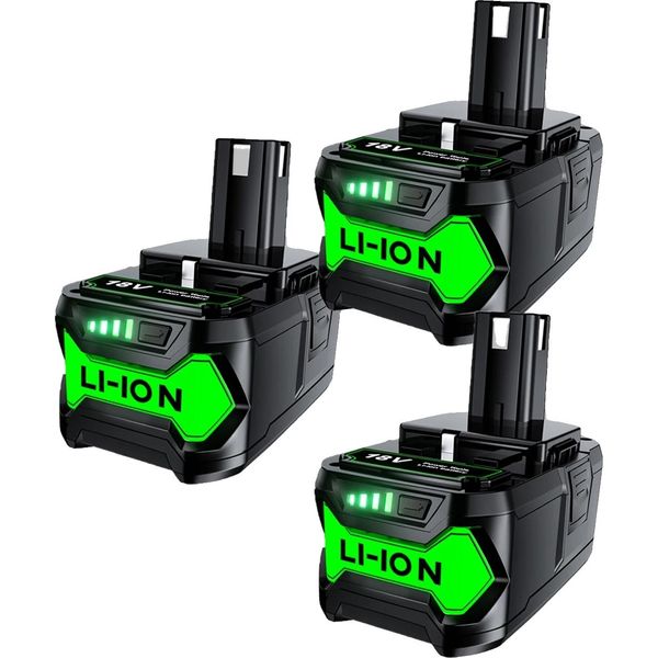Batteria Agli Ioni Di Litio, Capacità 6000Mah, Compatibile Con Ryobi P108, 3 Pezzi 6000Mah-image