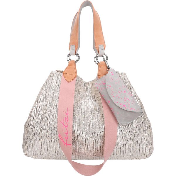 Fritzi Aus PreußEn Borsa Shopper Borsa A Tracolla Izzy Medium Limited Painted Straw Shopper Silver Nature Argentato-image