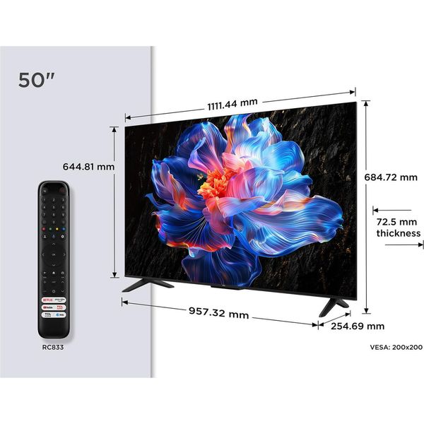 Tcl P69K Serie Smart Tv 4K Ultra Hd 50 Pollici 50P69K, Dolby Audio, HDR10+, Google Tv-image