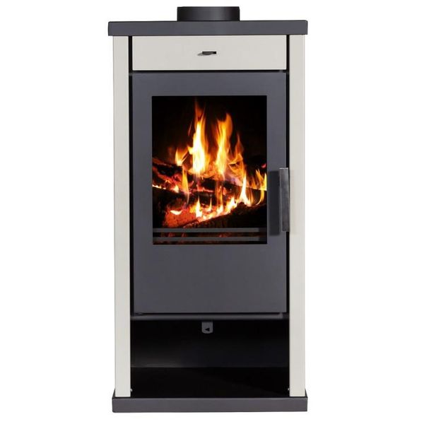 Stufa A Legna Victoria Vanessa Lux Ivory - 9,00 Kw, Classe A+, Compatta Ed Efficiente-image